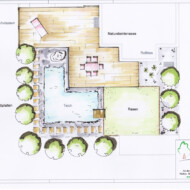 Garten- und Landschaftsbau Peter Oskar in Reithofen - Gartenplanung Skizze Liegenschaft Grundstück